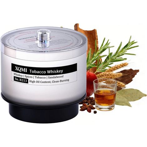 Duftkerze Tabak Whisky im Glas mit Holzdocht, 35h Brenndauer