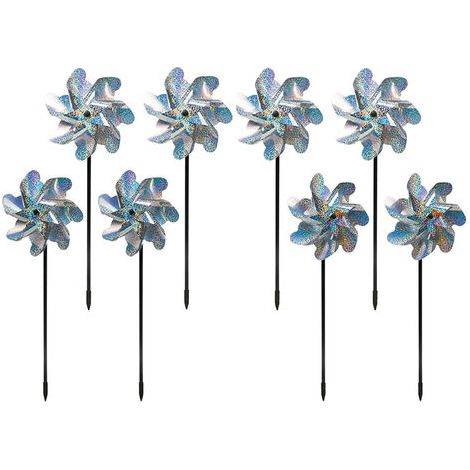 8Pcs Oiseau Repulsif Roulades Sparkly Holographic Pin Roue Spinners Effaroucher Les Oiseaux Et Ravageurs