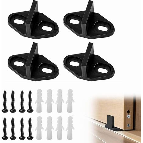 4 Pièces Guide de Porte coulissante, Guide de Sol de Porte de Grange, pièces de quincaillerie de Guide inférieur réglable Non Fendu,Guide de Plancher Guide porte coulissante(Ovale) (1/5)