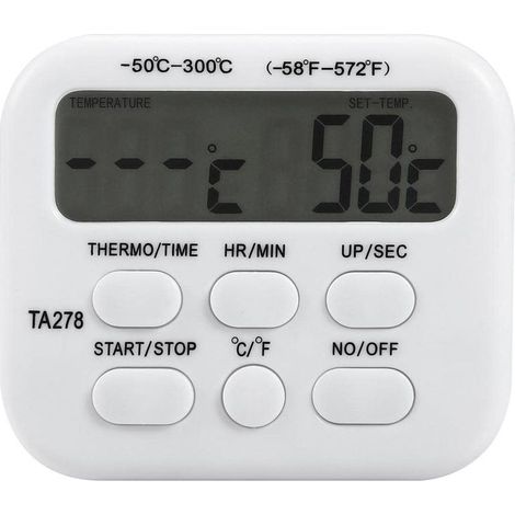 TA278 Grand écran LCD numérique pour cuisson des aliments, fumoir, four, barbecue, thermomètre, horloge, minuterie avec sonde, outils de cuisine (1/4)