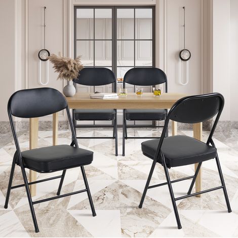 Set di 4 sedie pieghevoli salvaspazio 47x46x81,5 cm in metallo nero FloraGrace (1/5)