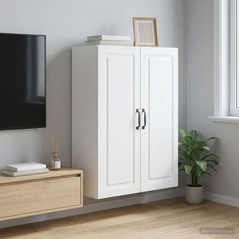 vidaXL Mobiletto a muro Bianco 66 x 34,5 x 90 cm Legno ingegnerizzato (1/5)