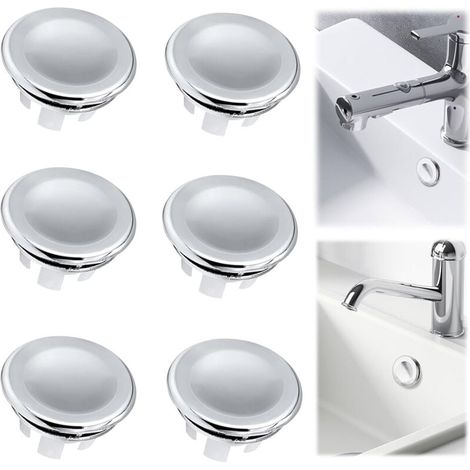 Lot de 6 Bouchons de Trop-Plein placage Débordement d'Évier de Lavage de Salle de Bains de Cuisine Couvercle de Trop-Plein pour Lavabo Bouchon Trop Plein Evier Pour Lavabo,Salle de Bain,Cuisine (1/4)