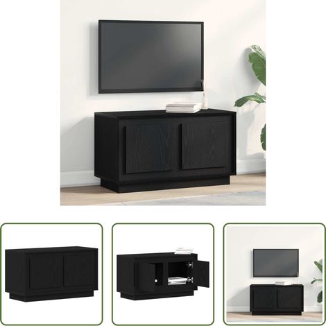 Holzwerkstoff - TV-Schränk Schwarz Eichen-Optik 80 x 35 x 45 cm Holzwerkstoff (1/5)