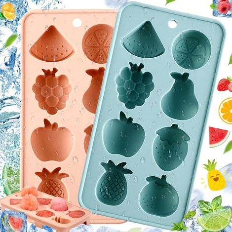 2 Pezzi Stampi per Ghiaccio in Silicone, Stampi 3D a Forma di Frutto di Qualità Alimentare, Vaschetta per Ghiaccio Facile da Rimuovere per Bevande, Whisky, Progetti Fai da Te, Latte (1/5)