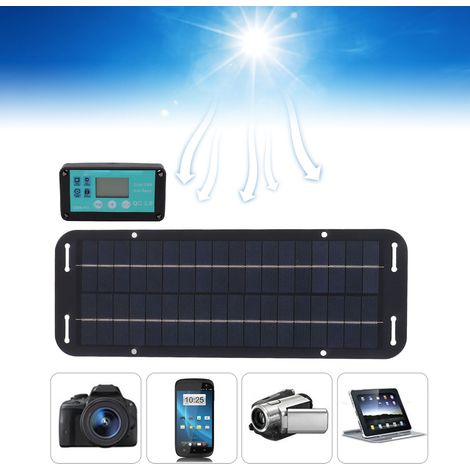Panneau Solaire 20W Noir Kit Contrôleur MPPT Étanche pour Voiture Charge Sans Stockage (1/5)