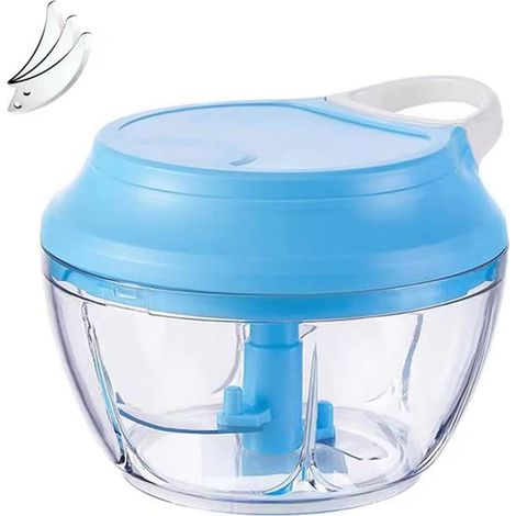 Hachoir Manuel Pour Ail - 3 Lames Courbées - Sans Électricité - Pour Oignons Légumes Fruits Herbes - Idéal Cuisine Compacte Camping Voyage - 1 Pièce (1/5)