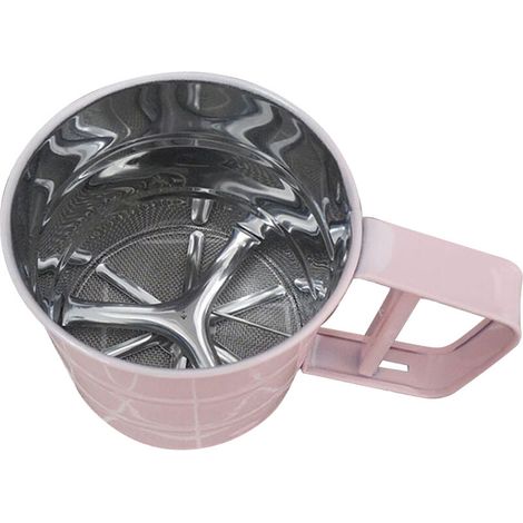 Flour Sifter Stainless Steel Corrosion Resistant Safe Odorless Beautiful Handheld Baking Flour Mesh Sieve Pink (1/5)