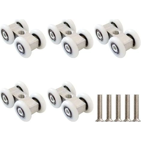 Galets pour portes coulissantes, jeu de 5 galets pour portes coulissantes, galets pour portes coulissantes, roulements à billes pour rail de 20 mm, 4 galets, galet 42 x 21,5 mm (1/3)