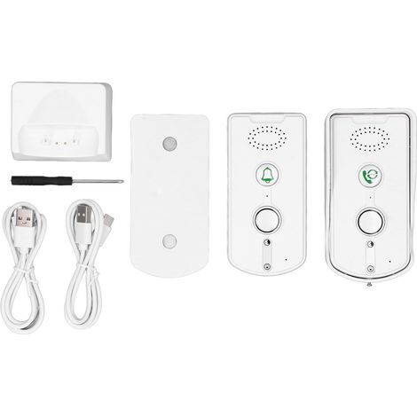 Sonnette d'interphone sans fil, conversation bidirectionnelle, longue portée, 38 sonneries, Volume réglable, Kit maison blanc (1/5)