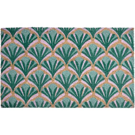 Felpudo de fibra de coco antideslizante 45 x 75 cm con dorso de PVC verde Tatalik