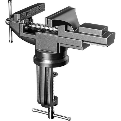 70mm Jaw Table Vise, Small 360° Rotatable Clamping Head with Anvil, Suction Cup Vise with Base, Portable DIY Integrated Tool for Cutting, Drilling, Machining - Black