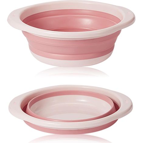bassine retractable, bassine pliable, bol à vaisselle rond pliable grand multifonctionnel, bol pliable portable peu encombrant pour laver les légumes, la vaisselle, sous-vêtement (rose/grand) (1/5)