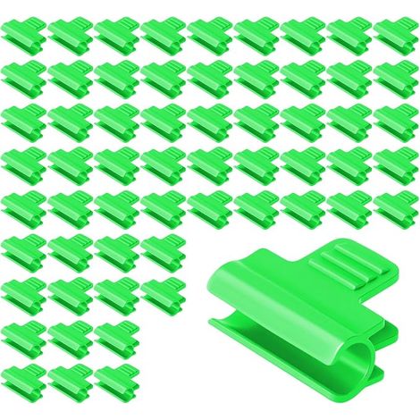 60 x Clips de film, 11 mm Clips de serre Clips de trou de jardin, fixations en plastique Clip pour potence d'extension de plante pour cadres de gaines de serre, vert (1/5)