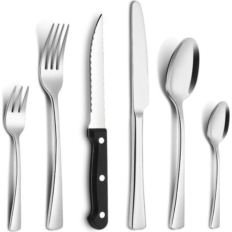 Besteckset Edelstahl 6 Personen Steakmesser 36 Teilig-silber 36 teilig (1/5)