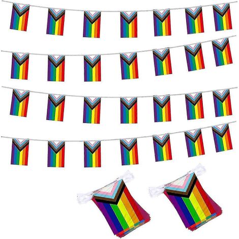 Miman Regenbogen-Gay-Pride-Wimpelkette, 7,9 m lange Progress Gay Pride-Girlande-5m