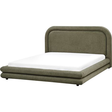 Cama tapizada de tela con cabecero y somier muebles de dormitorio verde 160 x 200 cm Lavardens (1/5)