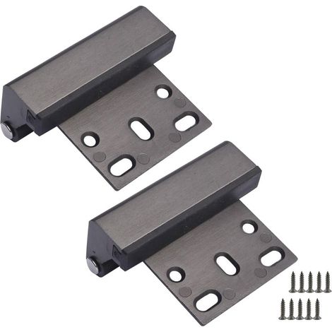 Verrou porte gris – Alliage alu – Sans perçage – Silencieux – Loquet dégagement rapide – Angle max 180° (1/5)