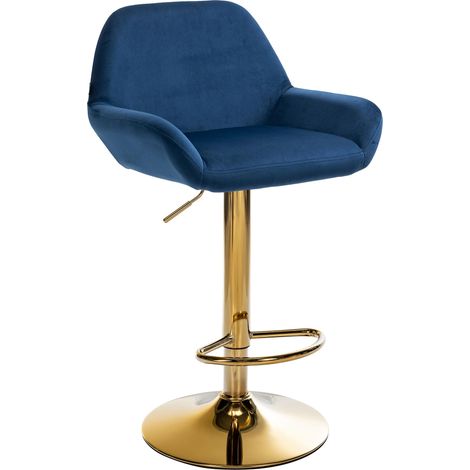 Barhocker Braga Gold Samt blau