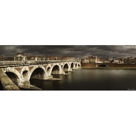Tableau sur toile pont neuf Toulouse 45x135 cm - Impression sur Toile Murale Décorative - Image imprimée en HD sur Toile - Toile sur Châssis en Bois FSC - Fabriqué en France (1/4)