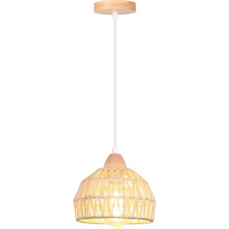 Plafonnier rétro 20cm en corde de chanvre – Lustre vintage pour intérieur – Compatible E27 jusqu'à 60W – Installation facile – Norcks (1/5)