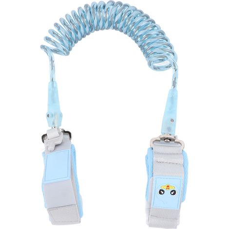 Laisse de sécurité réfléchissante 360° pour tout-petit, bleue, 2m, empêche la perte, rotation nocturne, lien poignet réfléchissant, extérieur. (1/5)