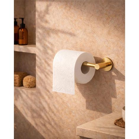 Exagonshop Portarotolo in acciaio oro spazzolato Minimal