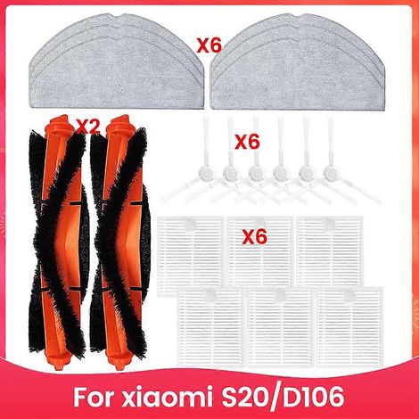 Filtre pour aspirateur brosse pour aspirateur Filtre de brosse pour aspirateur filtre de remplacement Kit Accessoires avec Xiaomi Robot Aspirateur S20/D106 Main Side Brosse HEPA Filtre Serpillière Clo (1/5)