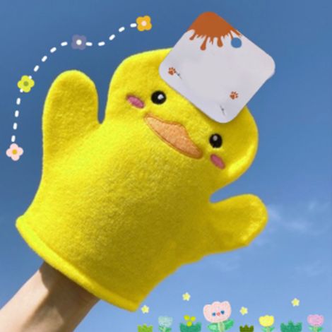 Gant de toilette exfoliant pour le corps, joli motif canard jaune, taille unique, idéal pour enfants et adultes. Convient aux enfants et aux adultes. Taille unique. (1/5)