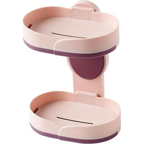 Récipient à Savon Porte-Vaisselle à Double Savon étanche aspirateur aspirateur Ventouse Savon for Douche, Salle de Bain, Bain à Baignoire et Cuisine, sans perçage, Amovible (1/5)