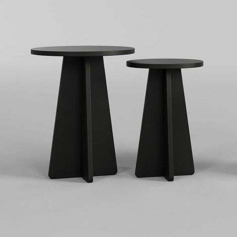 Set 2 Couchtische aus Holzoptik Mushroom Duo - Schwarz