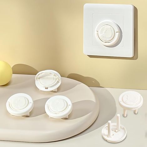 Lot de 20 caches de prise de courant conformes aux normes européennes pour prises électriques, faciles à installer, blanc (1/5)
