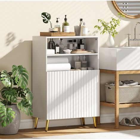 Meuble salle bain rangement 2 niches blanc OKMYHOME (1/3)