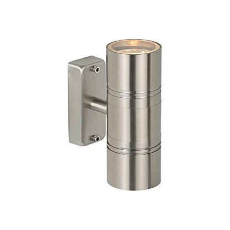 Lucide Arne di LEDÂ âÂ lampada da parete esternaÂ âÂ Ã 6,3Â cmÂ âÂ LEDÂ âÂ GU10Â âÂ 2Â X 5Â W 2700Â KÂ âÂ IP44Â âÂ cromato opaco, Ferro, Satin Chrome, GU10 5 wattsW 230 voltsV (1/4)