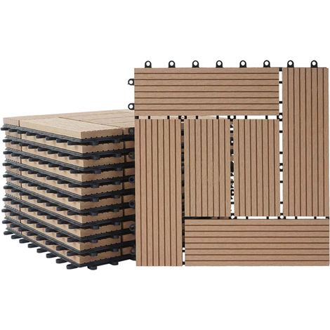[JAMAIS UTILISÉ] 11x carreau WPC Rhone, carrelage balcon/terrasse, optique bois à 30x30cm = 1m², premium, teck décalé