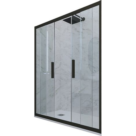 Porta doccia Nero Matt scorrevole  cm nicchia vetro Glam (1/2)