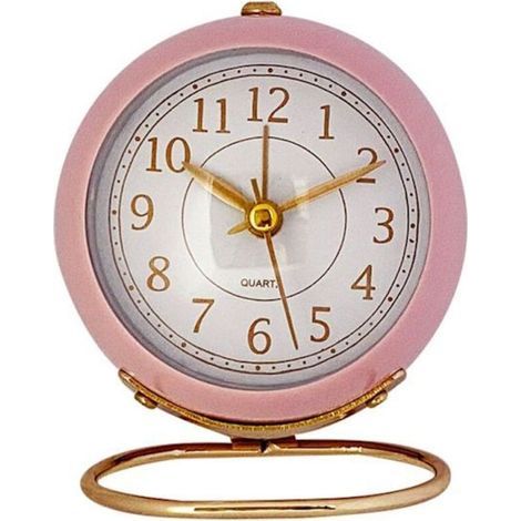 Réveil analogique. petite horloge de table silencieuse. réveil rétro classique sans tic-tac (rose). (1/4)