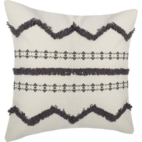 Housse de coussin en coton Ivoire et Gris tufté 40 x 40 cm - Atmosphera (1/5)