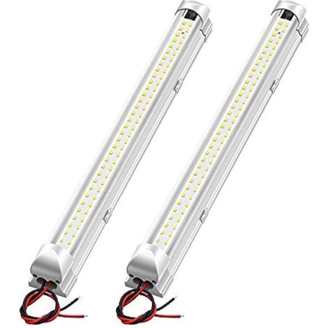 Biqing 2PCS Lumineux Éclairage Intérieur, 12V LED Éclairage Intérieur de Voiture 2 Rangées 72LED Plafonnier Voiture Intérieur Lumière LED Auto avec Interrupteur on/Off pour Van Camping Camion Bateau (1/5)