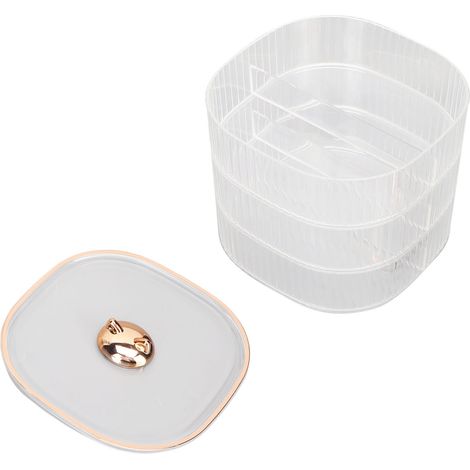 Coffret de Rangement pour Bijoux 3 Niveaux Empilable Élégant et Transparent, Économe en Espace, Idéal pour Cosmétiques, Clés et En-cas (1/5)