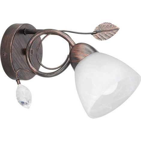 Applique murale campagnarde abat-jour verre rouille antique E14 13x21,5x29cm (1/5)