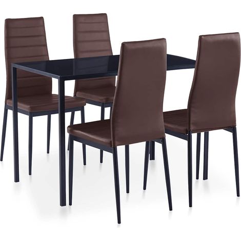 vidaXL Conjunto de mesa y sillas de comedor 5 piezas marrón (1/5)
