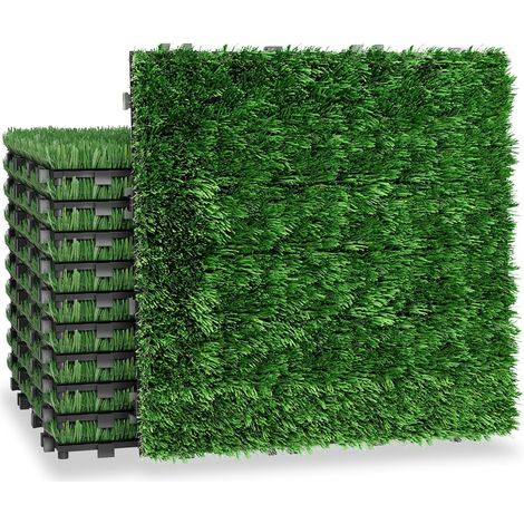 Dalles Gazon Artificiel - 55 Pièces - 30x30 Cm - Polyéthylène - Système À Clipser - Drainage Intégré - Pour Terrasse Et Balcon (1/5)