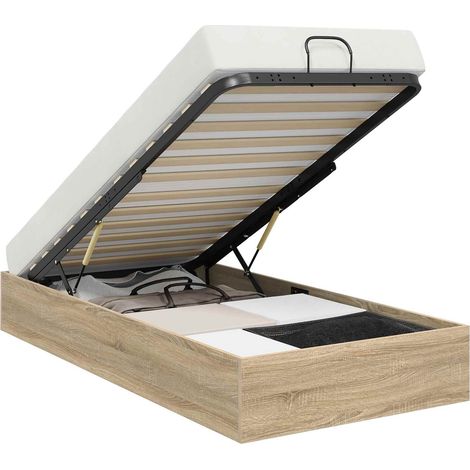 Cadre de lit ottoman Chêne Sonoma 203 x 80,5 x 25 cm vidaXL (1/5)