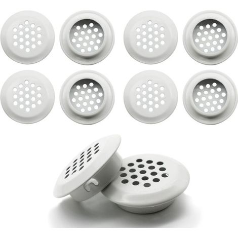 Grille de ventilation ronde, aérations en acier inoxydable, format de montage 25 mm, blanc, 10 pièces(convexe) (1/5)