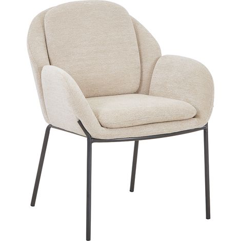 EYLA Chaise en tissu beige pieds en métal noir (1/5)