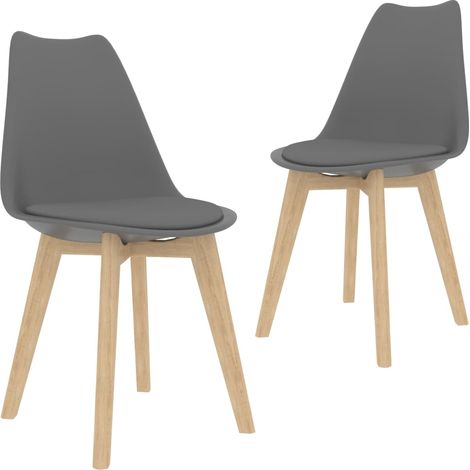 Lot de 2 chaises de salle à manger cuisine design classique synthétique gris CDS020573