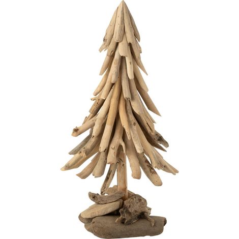 Sapin de Noël en Bois Flotté "Chalet" 50cm Naturel (1/4)