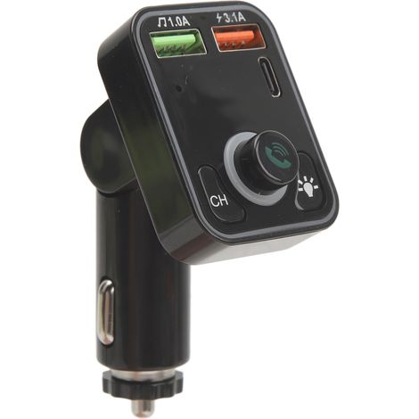Émetteur FM pour voiture avec éclairage, fonction « répondre/raccrocher » en une seule touche, adaptateur radio sans fil, lecteur MP3 pour téléphones portables, tablettes, casques audio et GPS. (1/5)