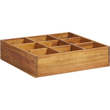 Fioriera rialzata per piante fiori ed erbe aromatiche in legno massello di acacia 60 x 60 x 15 cm 020001328